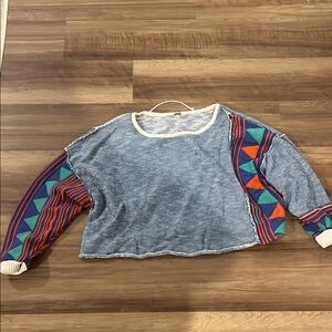 Colorful Knit Sweater with Geometric Sleeves